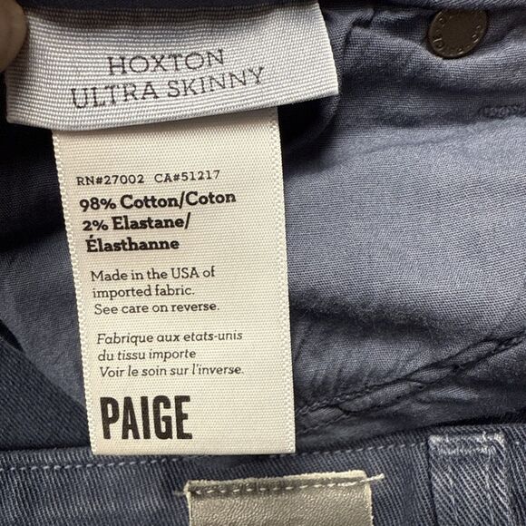 PAIGE Women’s 32 Hoxton Ultra Skinny Jeans Blue Mid Rise Ankle Zip Stretch Denim - Picture 6 of 9